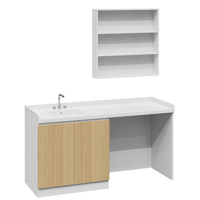 Customizable Modern Wood Panel Double-Door Storage Cabinet for Kitchen and Dining Room Includes Sink and Faucet