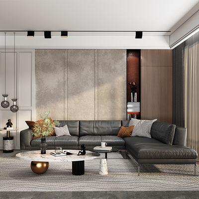 Support customization Nordic Minimalism Leather Sofa Set Office Bedroom Traditional Sectional Design Metal Legs Single/ Triple Seat Sofas Living Hotel