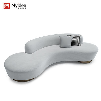 Support customization Nordic Minimalism Leather Sofa Set, Office, Bedroom, Innovative Arc Design, Metal Legs, Three-seater, Fabric