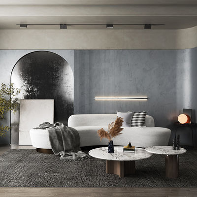 Support customization Nordic Minimalism Leather Sofa Set, Office, Bedroom, Innovative Arc Design, Metal Legs, Three-seater, Fabric