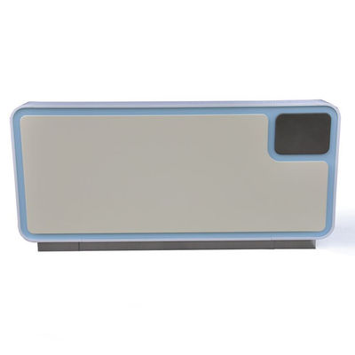 Support customization Modern Minimalist White Front Panel Reception Desk With Blue Frame for Office Hotel Company Hospital Entrance to Greet Customers