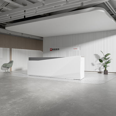 Two-Person Size White Front Panel Reception Desk Gray WhiteColor Design Welcoming Customers Offices Support customization Hotels Companies Hospitals