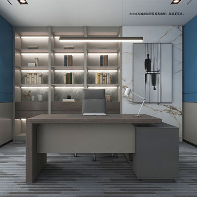 Modern Luxury Boss Office Desk, Support customization Managerial Level Executive Desk, Large Wooden MDF Panel Desk, Dark Classic Design, Office Use