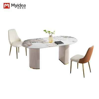 Support customization Italian Style Light Luxury Rock Slab Dining Table And Chair For Home Use, Small Apartment