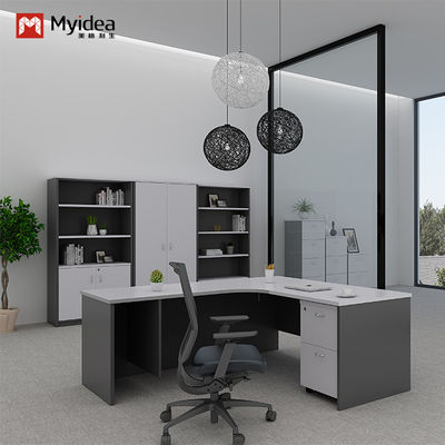 Administrative Office Furniture support customization Curved L-shaped Modern Executive Desk with Cabinet Storage Single Computer Desk