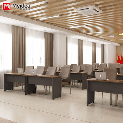 Company staff training desk with adjustable height legs, long strip office desk with drawers for storing materials, conference table
