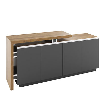 Industrial Design Style Rectangular Tea Table With Side Cabinet Doors for Storage Living Room Office Furniture Wood Panel Style