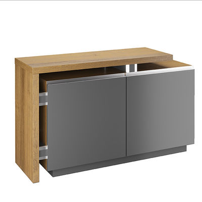 Industrial Design Style Rectangular Tea Table With Side Cabinet Doors for Storage Living Room Office Furniture Wood Panel Style