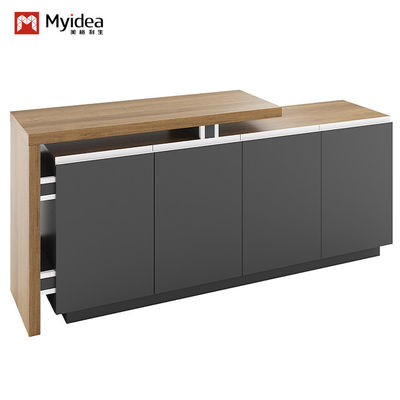 Industrial Design Style Rectangular Tea Table With Side Cabinet Doors for Storage Living Room Office Furniture Wood Panel Style