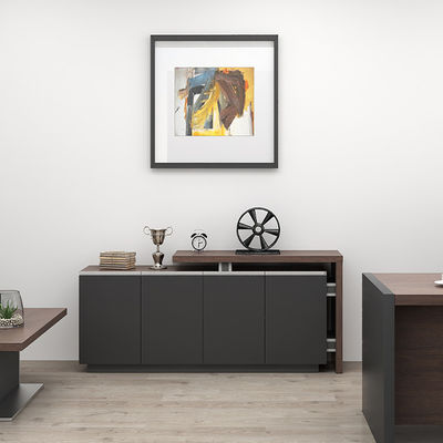 Industrial Design Style Rectangular Tea Table With Side Cabinet Doors for Storage Living Room Office Furniture Wood Panel Style