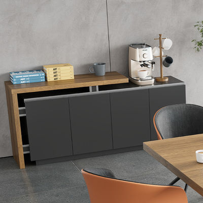 Industrial Design Style Rectangular Tea Table With Side Cabinet Doors for Storage Living Room Office Furniture Wood Panel Style