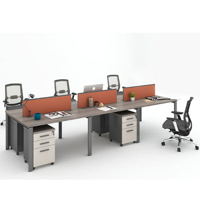Design Sense Of Four Person Staff Desk Facing The Company, Bright Color Desk Screen With Wire Box Texture, Customized Office Desk For Employees