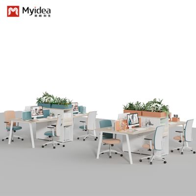 Staff Desk With Storage Cabinet Facing Two People, Foshan Popular Office Furniture, Desk Screen, Staff Workstation