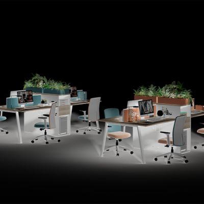 Staff Desk With Storage Cabinet Facing Two People, Foshan Popular Office Furniture, Desk Screen, Staff Workstation