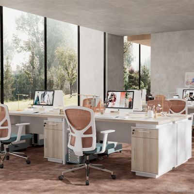 New Staff Office Desk And Chair Combination, Simple And Modern, Staff Desk Computer Desk 4/6/2, Double 4-Person Desk