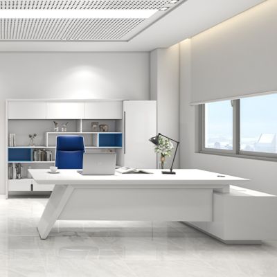 Light Colored Boss Desk, Simple And Bright Boss Desk, Foshan Origin Factory Office Furniture, Foreign Trade Export