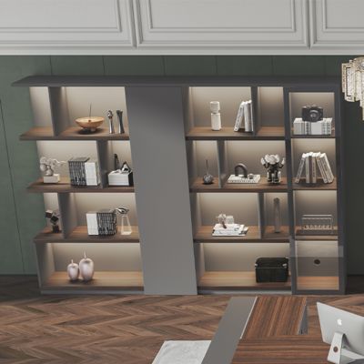 Dark Colored Large Storage Cabinet, Boss Space, Back Cabinet, Display Cabinet, Foshan Furniture