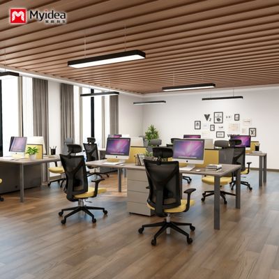 light industrial style，single person multi person staff desk design，fashionable screen style，computer desk，office furniture