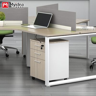 Low cabinet, office storage cabinet, melamine board, three drawer cabinet with wheels, key lock setting