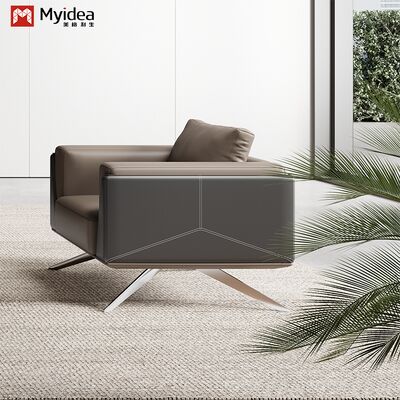 Modern Eco-Friendly Commercial Metal-legged Leather Sofa Factory wholesale