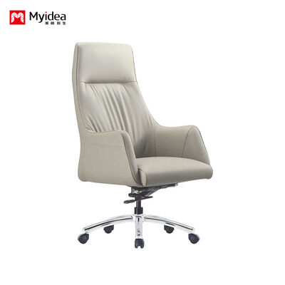 Купить Высокий спинный Executive Swivel Chair, мягкая прочная кожа, регулировка высоты газового подъема и многоугольный наклонный замок для офисного использования online manufacture
