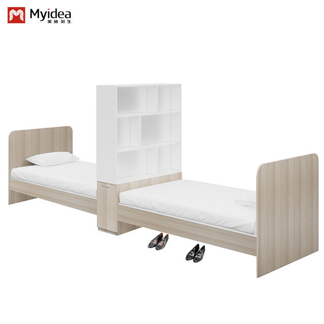 Nordic Style Apartment Hotel Bed Dormitory Furniture With Wardrobe For Luggage Support customization