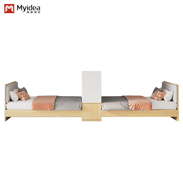 Support customization Practical And Secluded Apartment Bed With Comfortable Leather Backrest And Shelf Dividers