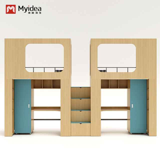 Support customization Myidea Office Furniture Colorful Wood Children Bunk Bed For Kindergarten