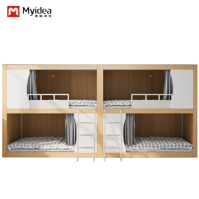 Youth-Friendly Twin Steel and Wood Bunk Bed for Dormitory or Loft Apartment Support customization
