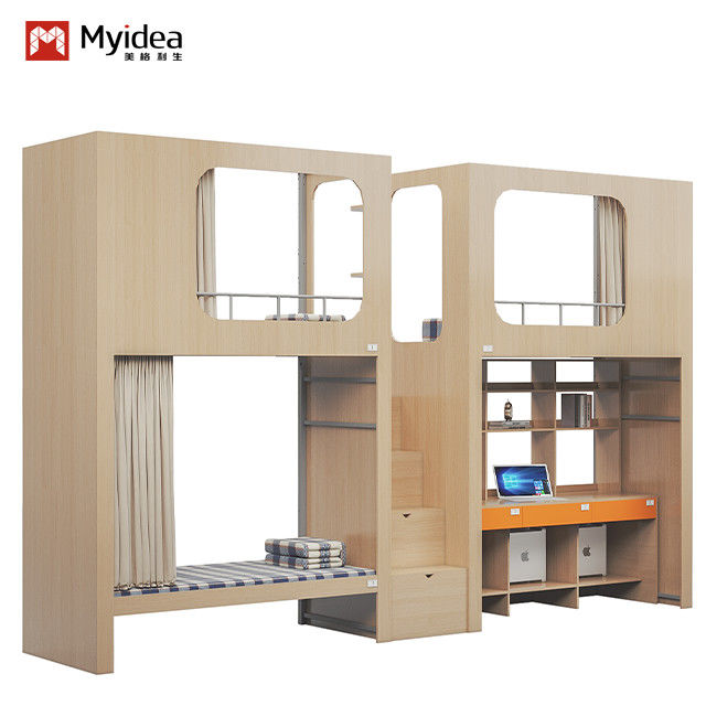 Military Bunk Bed With Storage Cabinet Wood 4600 X 900 X 2400mm Support customization