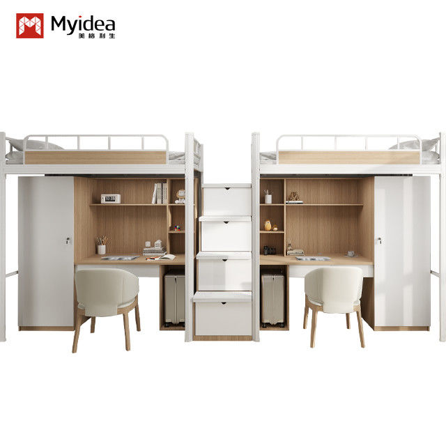 Customizable Bunk Bed With Ladder Wardrobe And Study Desk For Dormitory