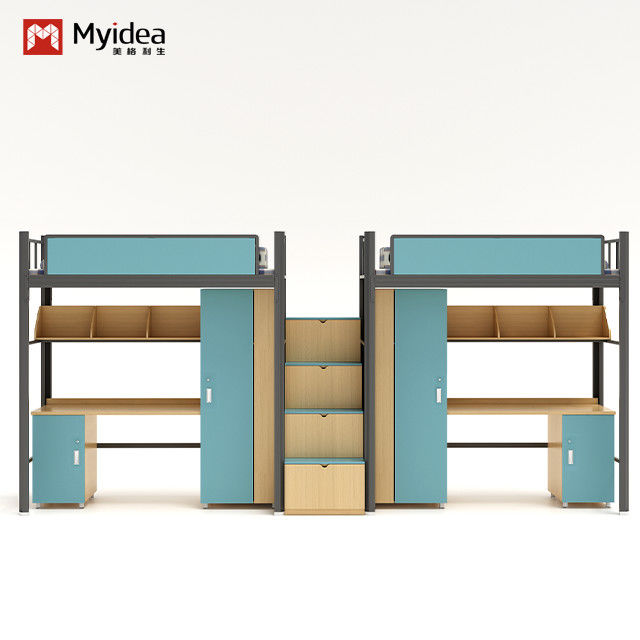 ODM Service Student Bunk Bed With Stairs And Desk For School Dormitory Support customization