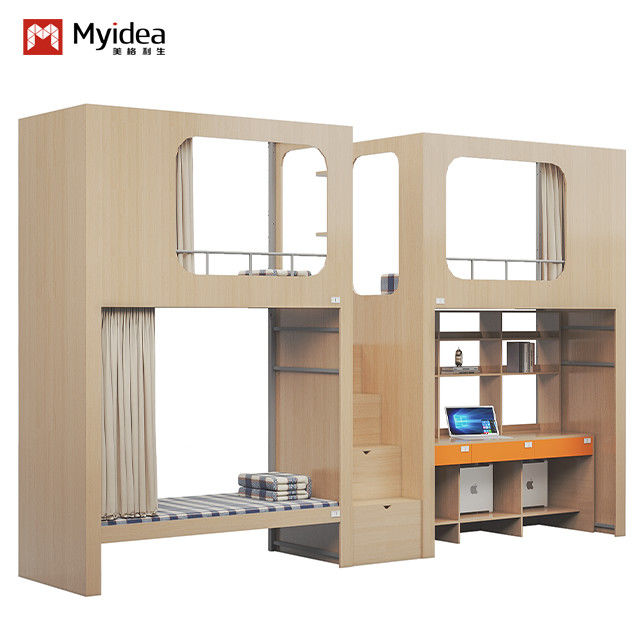 Space utilization and privacy strong three-person apartment bed with shared stairs Support customization