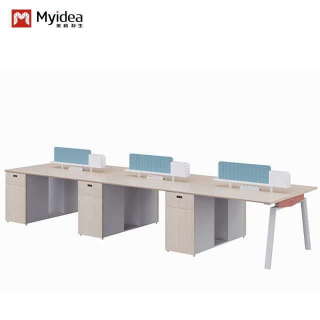 Support customization Commercial Office Furniture Two or Four-Person Staff Table with Screen Separated and Filing Cabinets