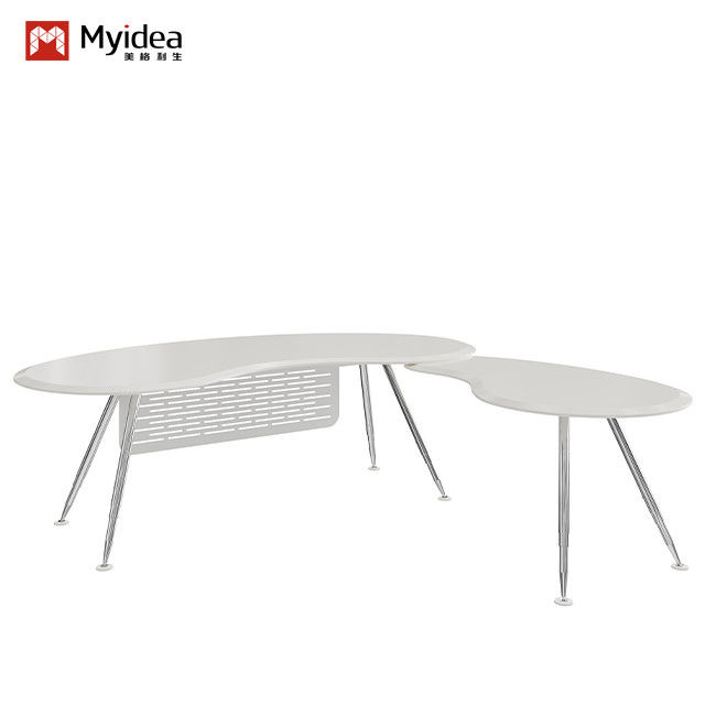White Snow Mountain Table And Metal Feet , Staff Executive Modern Office Workstation Desk Support customization