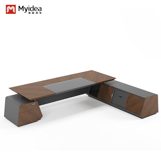 Modern Luxury Boss Office Desk Large Wooden MDF Panel Desk in Dark Colors Classic Design for Office Use Support customization