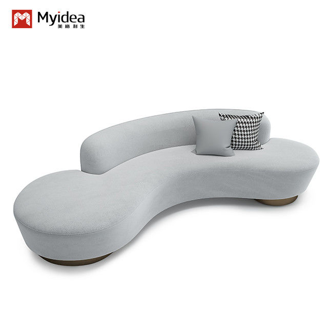 Support customization Nordic Minimalism Leather Sofa Set, Office, Bedroom, Innovative Arc Design, Metal Legs, Three-seater, Fabric