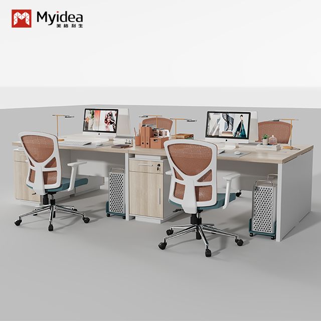 New Staff Office Desk And Chair Combination, Simple And Modern, Staff Desk Computer Desk 4/6/2, Double 4-Person Desk