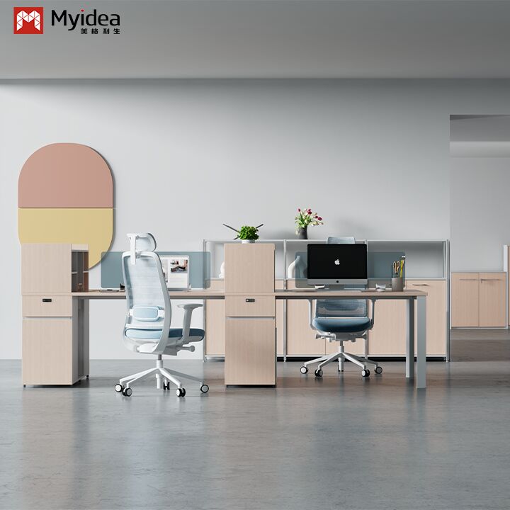 Modern Contemporary Staff Desk with Glass Screen and Eco-Friendly Office Furniture for Commercial Use