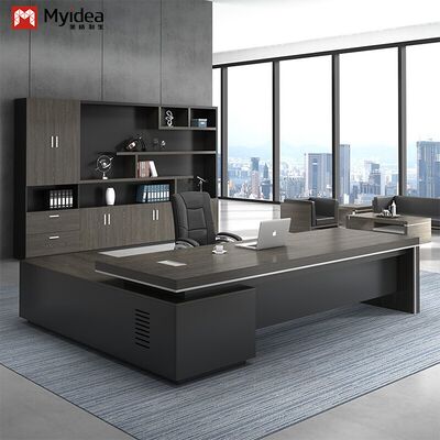 Современный экологически чистый L-образный рабочий компьютерный стол с подкабинетом для хранения больших объемов